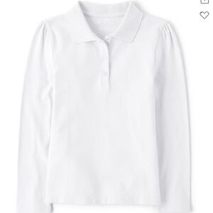 The Children's Place Girls Uniform Pique White Long Sleeve Polo Size Large 10/12